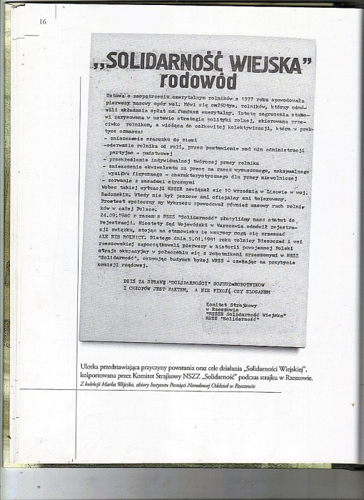Fragment ksiązki IPN "strajki rzeszowsko
-ustrzyckie"-o ogólnopolskim strajku ustrzyckim z 29
12 1980 r,o opozycji innej jak KOR owska o osadnictwie i
modernizacji wsi ani słowa